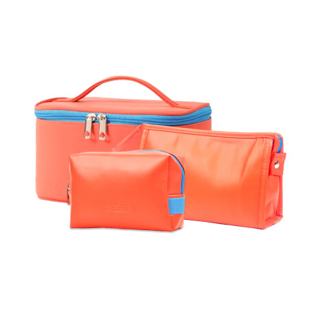 Set de 3 neceseres bicolor para viaje rojo Sc