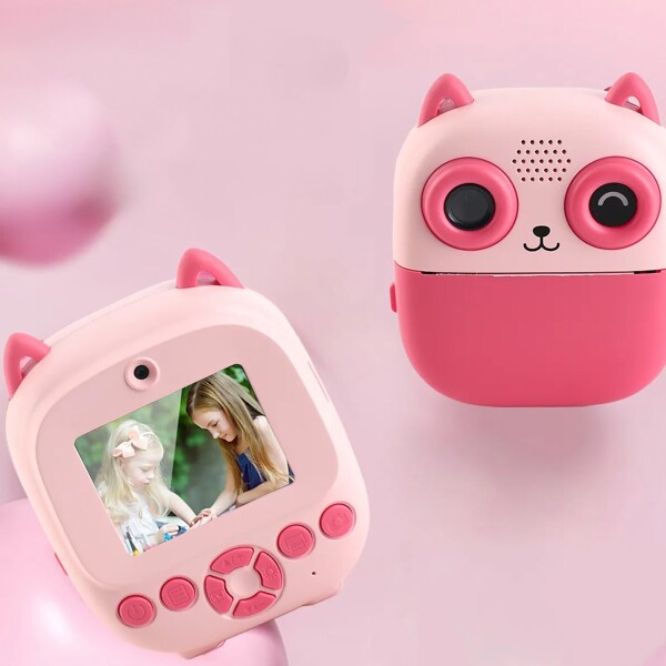 Camara De Fotos Buho Infantil Impresion Instantanea Polaroid Variante Color Rosa