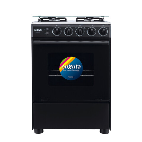 Cocina A Gas Enxuta 4 Hornallas Con Grill Cenx9604i NEGRA