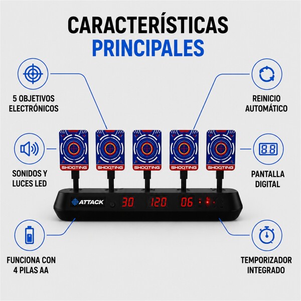 Blanco Electrónico para Dardos con 5 Objetivos Automáticos Azul 1
