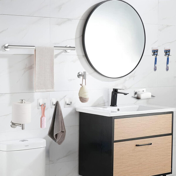 Set De Accesorios Para Baño Juego 9 Piezas Acero Inoxidable IMBACK Color Plateado Set De Accesorios Para Baño Juego 9 Piezas Acero Inoxidable IMBACK Color Plateado