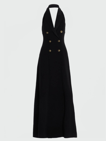 Balmain- Vestido Apparel Long 6 BTN Crepe Halterneck Negro