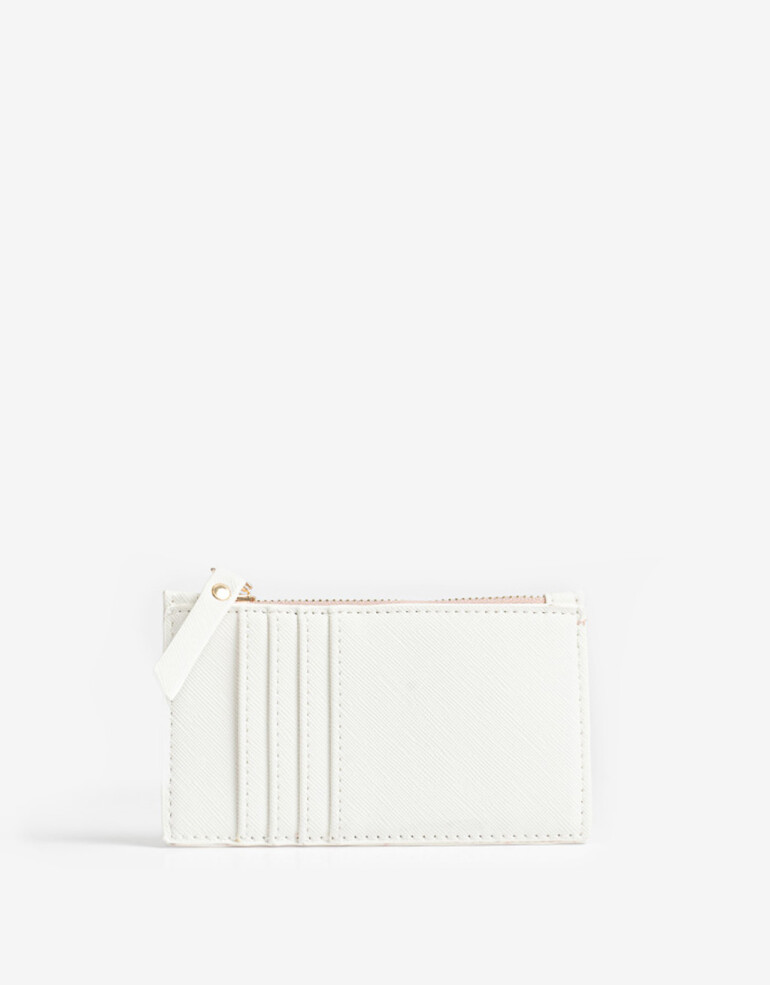 Tarjeteros Tarjetero Con Cierre - Blanco Crudo