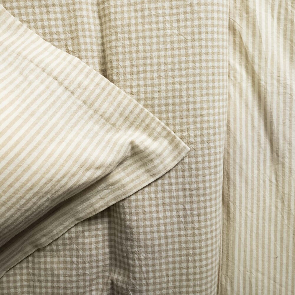 SET FUNDA NÓRDICA 2 PLAZAS LINO-Y-ALGODON NATURAL-BEIGE CHECKS ARENA
