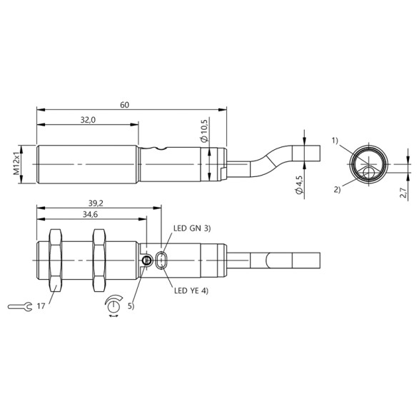 Sensor fotoeléctronico PNP NC Ø12mm 24VDC BF0062