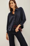 Camisa Wide Tencel Flowers Azul