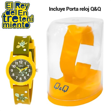 Reloj Q&Q Infantil Original De PVC Tortuguitas Niños Amarillo/Verde