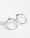 Aros Colgantes Cortos Metal Aros Circulares - Plateado Rodio