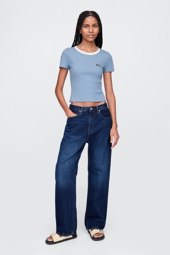Remera Mini Logo Gap Mujer Blue Suede