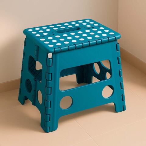 Banco Plegable Multiuso Resistente Banquito 32 Cm Alto 90 Kg Color Azul Oscuro