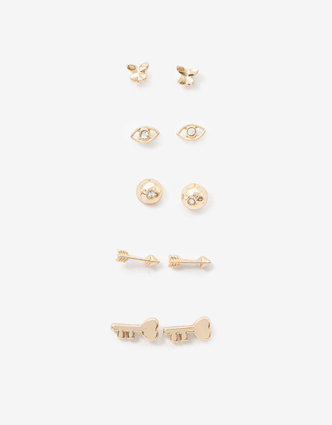 Aros Sets Metal Set De Aros De Metal Y Strass - Dorado
