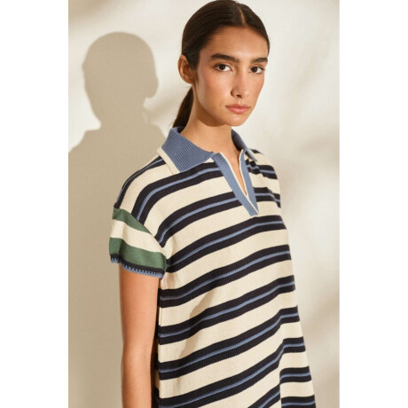 Vestido Sun Azul Y Crudo