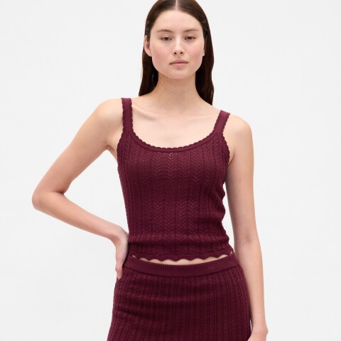 COTTON POINTELLE TANK TUSCAN RED