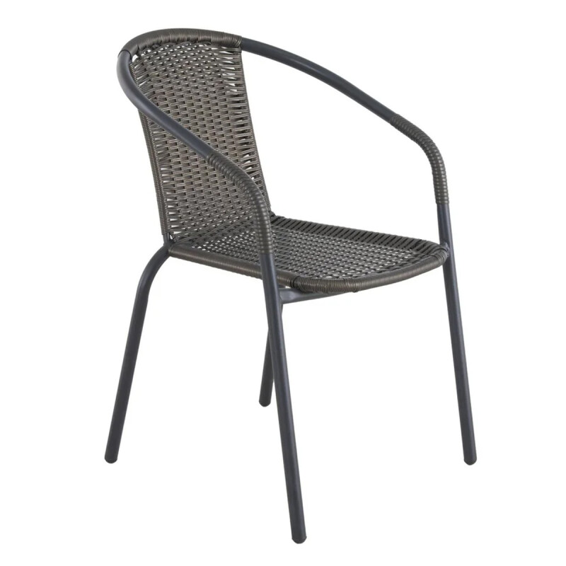 SILLA DE EXTERIOR RATAN PVC Y METAL CON APOYABRAZOS CAFÉ Silla De Exterior Ratan Pvc Y Metal Con Apoyabrazos Café