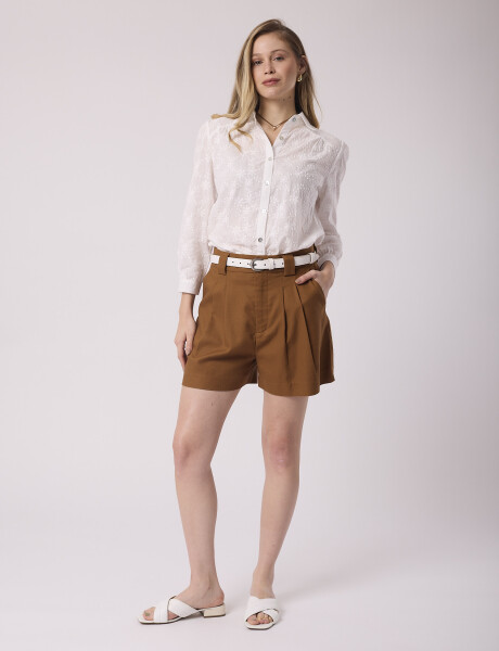 Short lino sastrero tostado