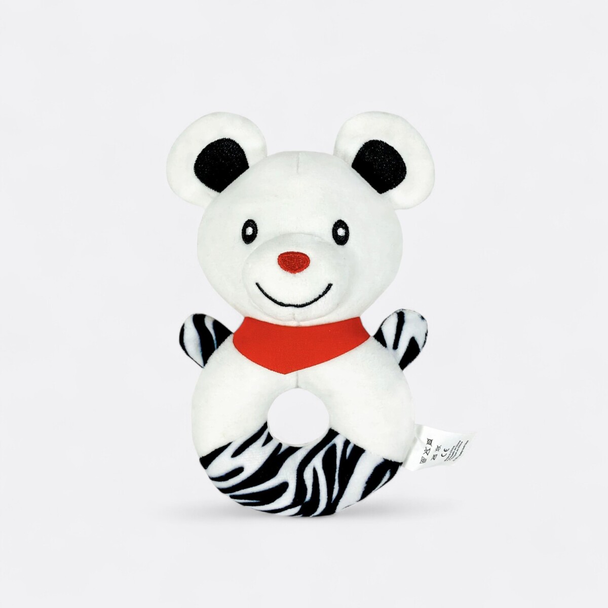 Sonajero De Tela En Blanco Y Negro - Oso 