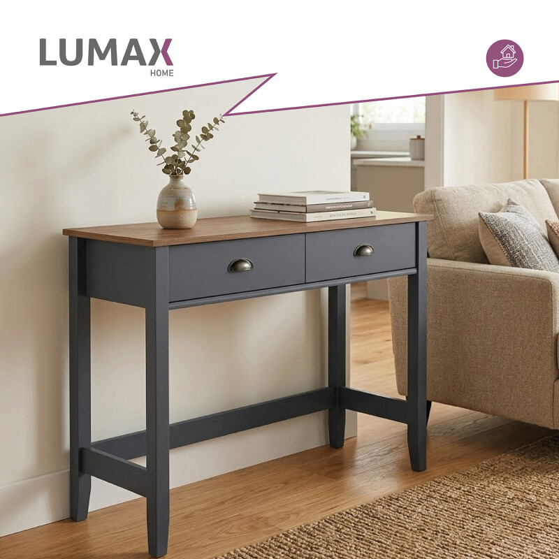 Mesa de Arrime Lumax Recibidor y Aparador 2 cajones gris oscuro Mesa de Arrime Lumax Recibidor y Aparador 2 cajones gris oscuro