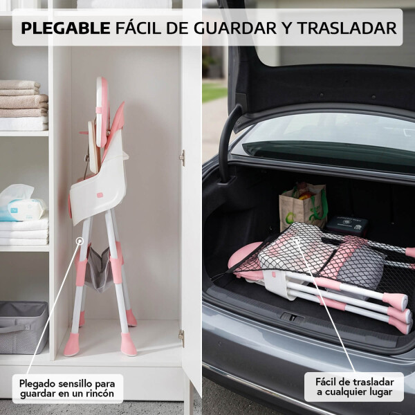 Silla De Bebe Para Comer Plegable Asiento 2 En 1 Arnes Cinturon Seguridad 3 Puntos Imback Color Rosa Silla De Bebe Para Comer Plegable Asiento 2 En 1 Arnes Cinturon Seguridad 3 Puntos Imback Color Rosa