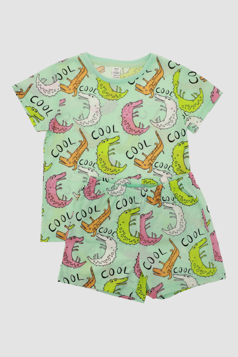 Pijama infantil<br /> cocodrilo Verde acqua