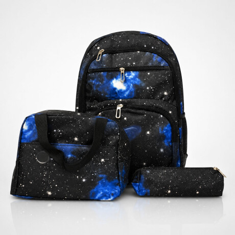 Set Mochila Lonchera Cartuchera Unisex Resistente 3 Piezas Azul