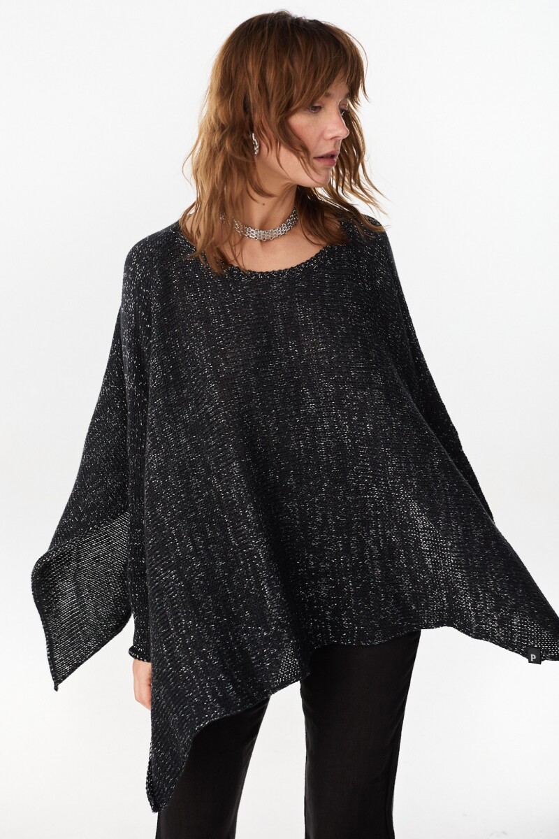 Poncho Misuna Negro Lurex