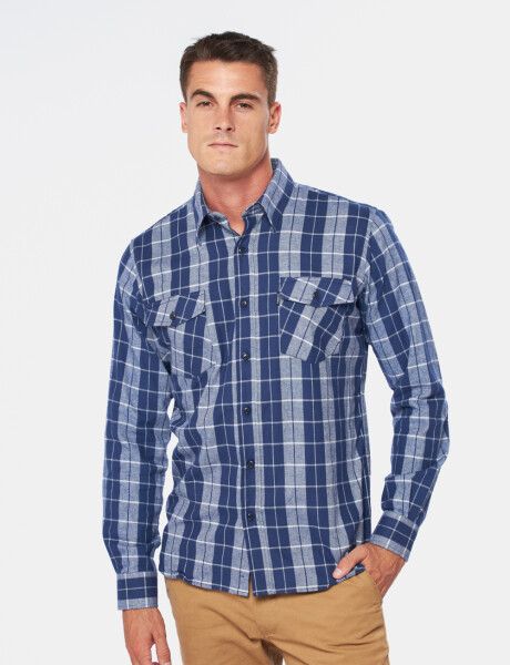 CAMISA DE VIYELA A CUADROS Azul