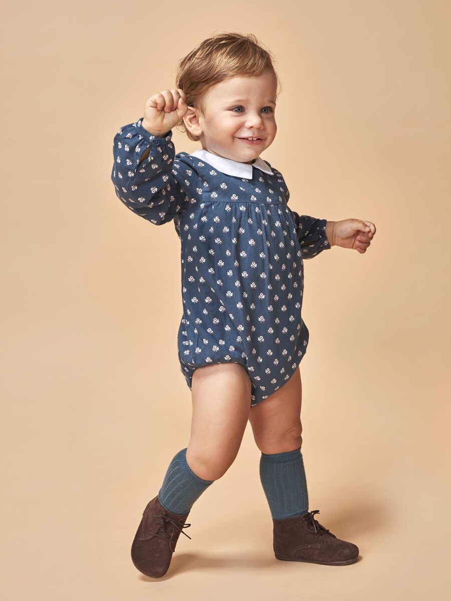 Rana Estampada Azul Medio Oscuro