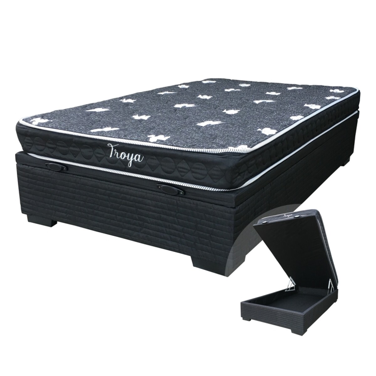 Sommier TROYA BOX BAÚL - 1 Plaza y Media - Espuma - Reversible - 110x188x16cm - 130 Kg 
