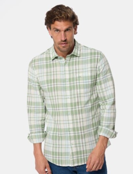 CAMISA DE LINO A CUADROS Verde