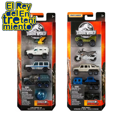 Set x5 Autitos Jurassic World Dinosaurios Matchbox Set x5 Autitos Jurassic World Dinosaurios Matchbox