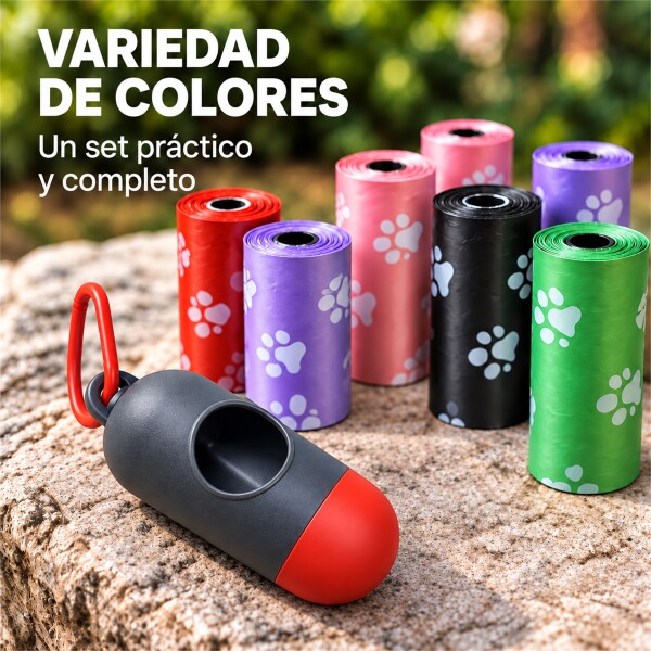 Bolsas Sanitarias x12 Residuos Mascota + Llavero Dispensador Rojo 1