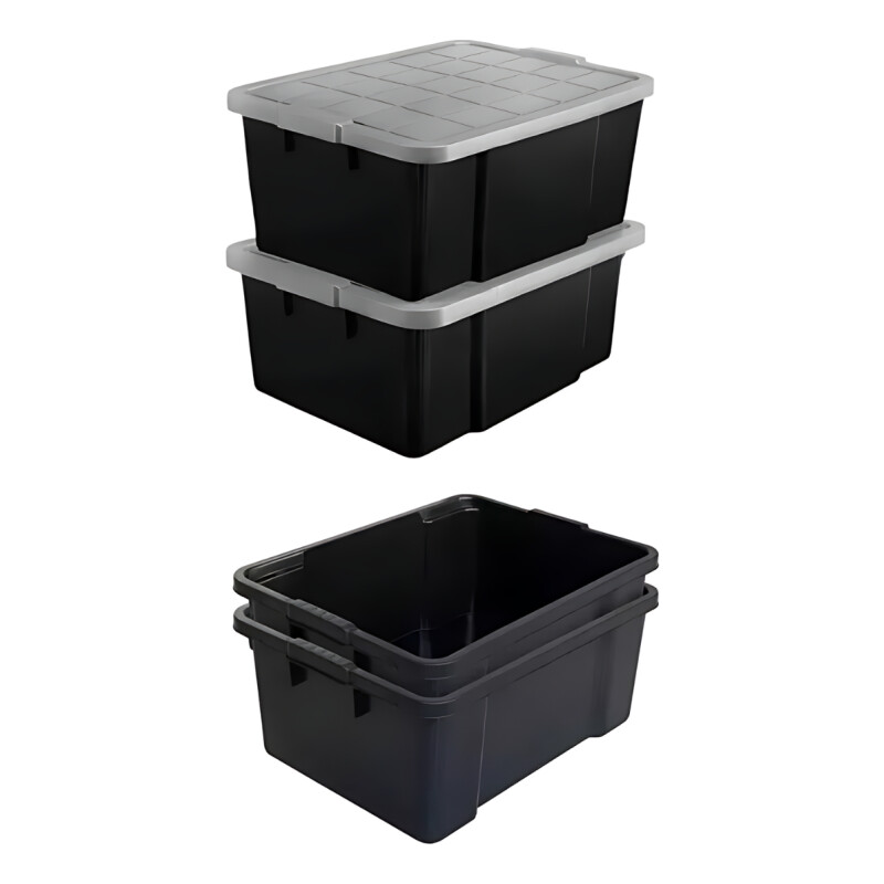 Caja Cesto Canasto Organizador Multiuso Con Tapa 40lts-negro Negro