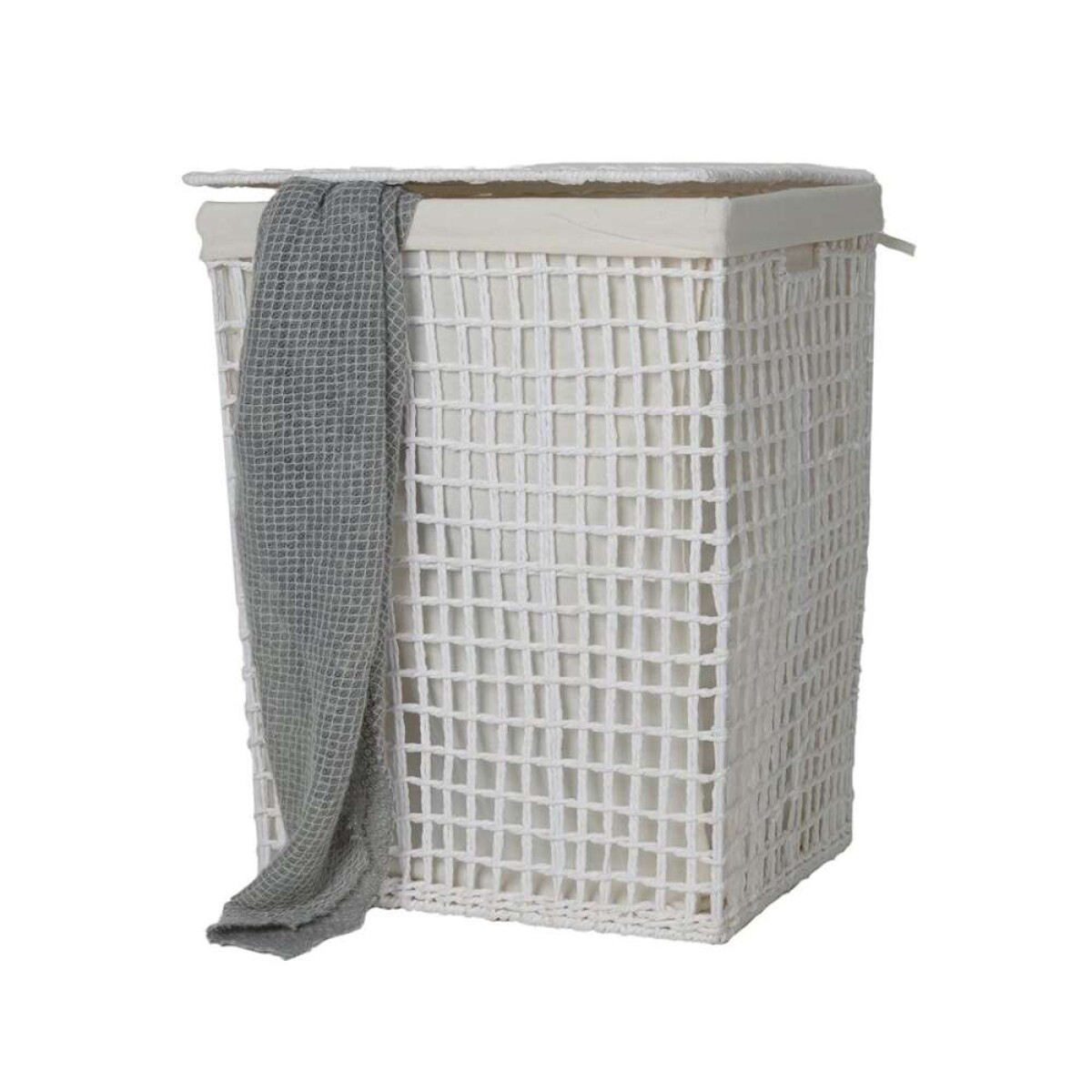 Cesto C/Tapa/Funda 44X35X55Cm Tej Cordon Papel - Blanco 