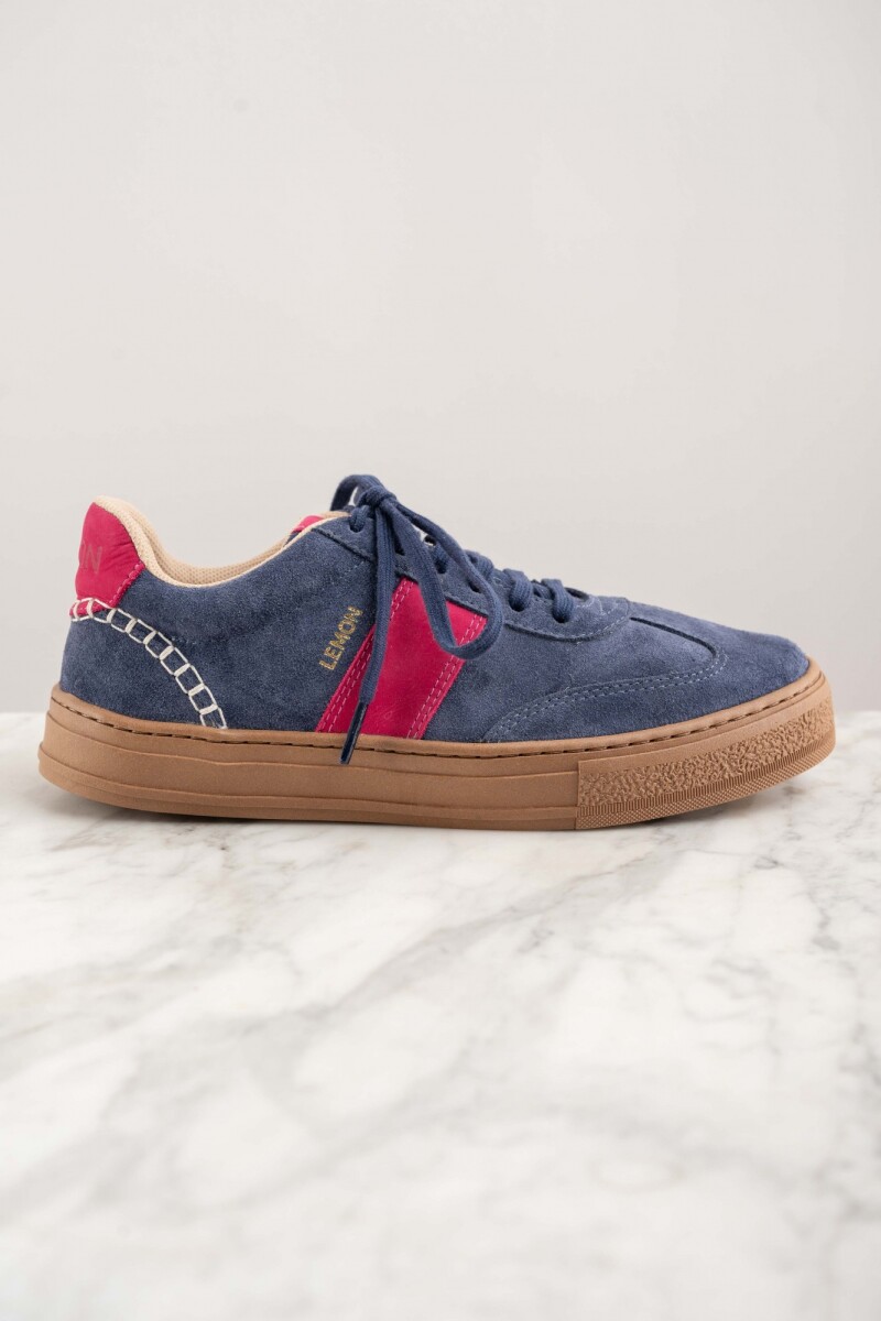 Zapatilla Combinada Gamuza Azul