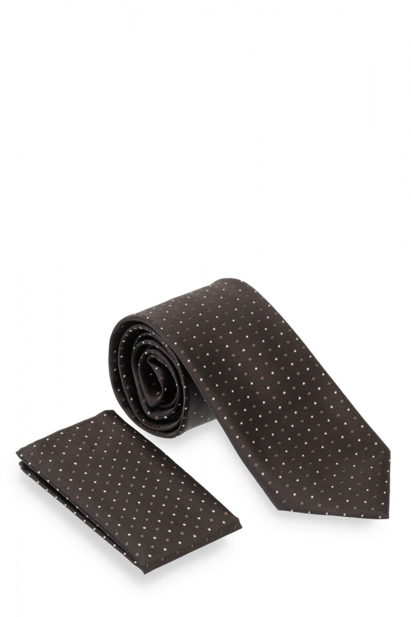 Corbata con pañuelo 8 cm - NEGRO 