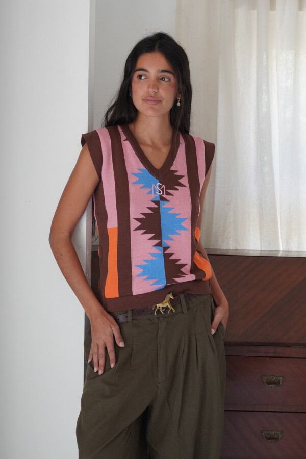 Navajo Vest Chocolate / Rosado