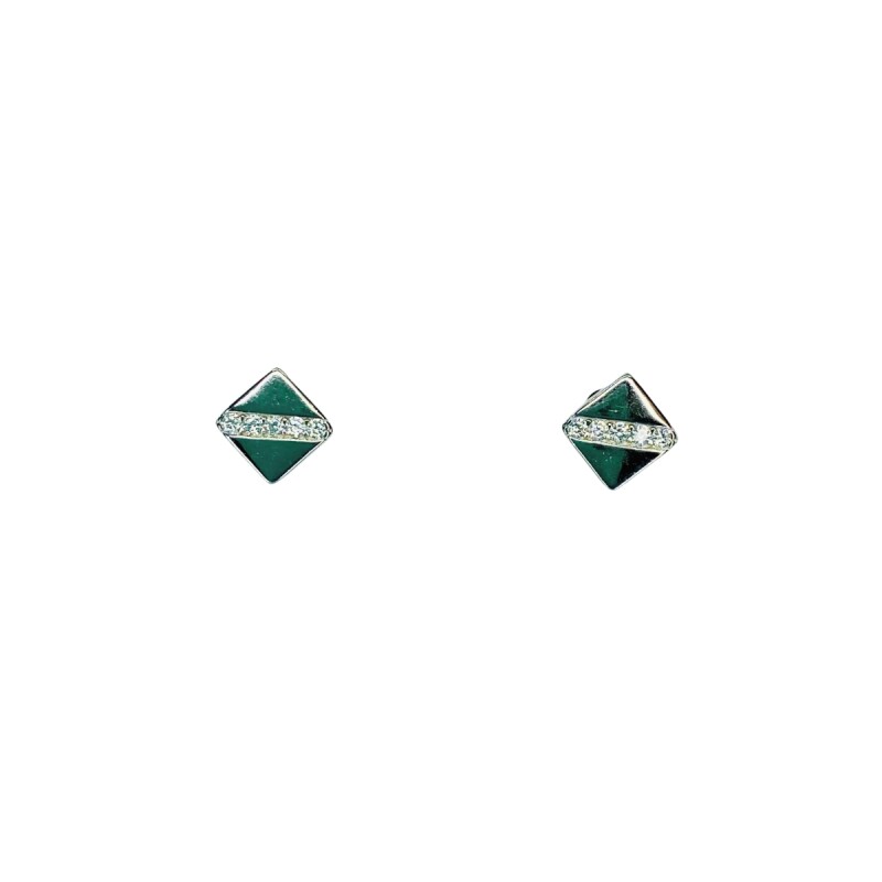 CARAVANAS PLATA CUADRADO CON FRANJA DE CIRCONIAS L2dslf-11329-c-x3