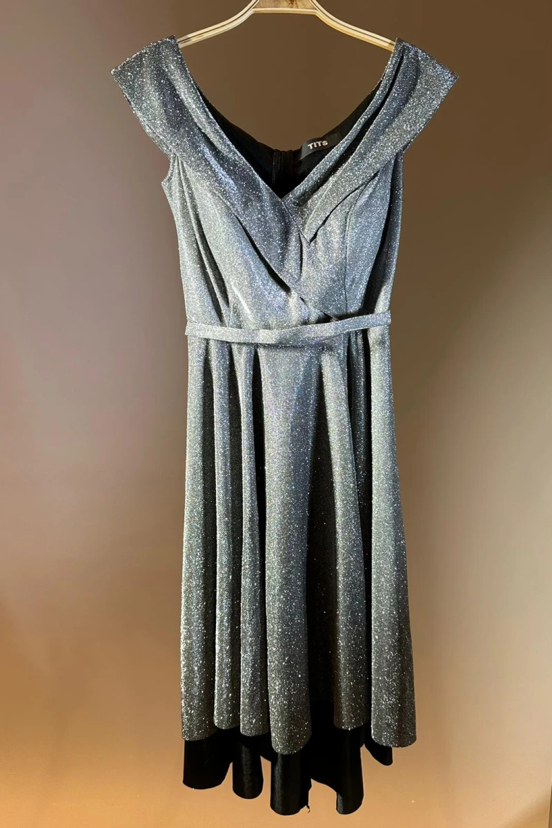 Vestido lurex con cuello - Plateado 