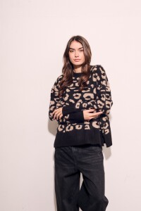 Sweater Animal Print Negro