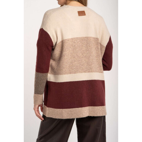 Cardigan Rayado Color Block Mocha
