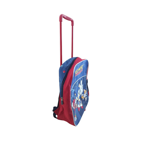 Mochila infantil Sonic con Carro Tafeta Chica 35 x 26 cm AZUL/ROJO