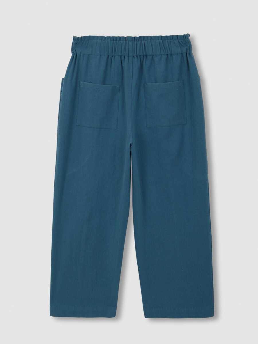 Pantalon Con Cinturilla Elastica Azul