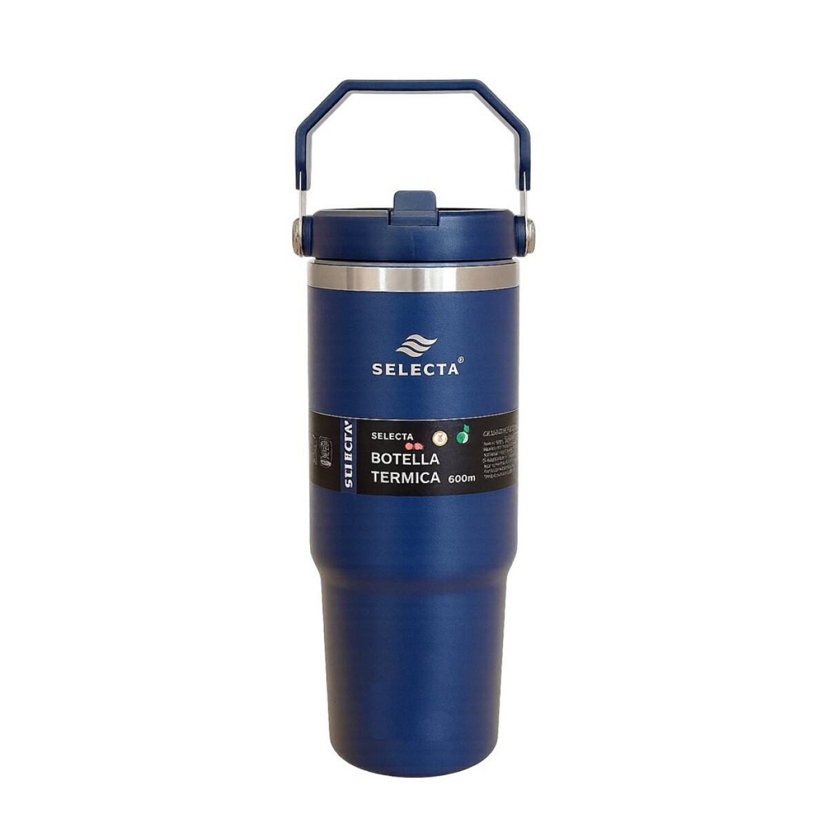 MUG TERMICO C/PICO 900ML ACERO AZUL MARINO 