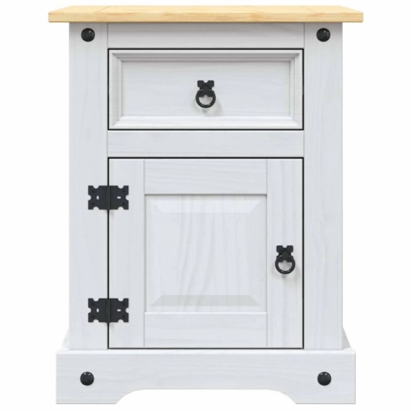 Mesa de Luz Grande Estilo Mexicano 1 Puerta 1 Cajon BLANCO y CERA NATURAL Mesa de Luz Grande Estilo Mexicano 1 Puerta 1 Cajon BLANCO y CERA NATURAL