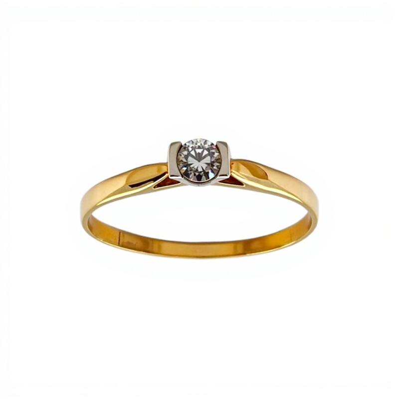 Anillo Solitario-Oro bajo-Piedra Zirconia-AN8086 conpiedra