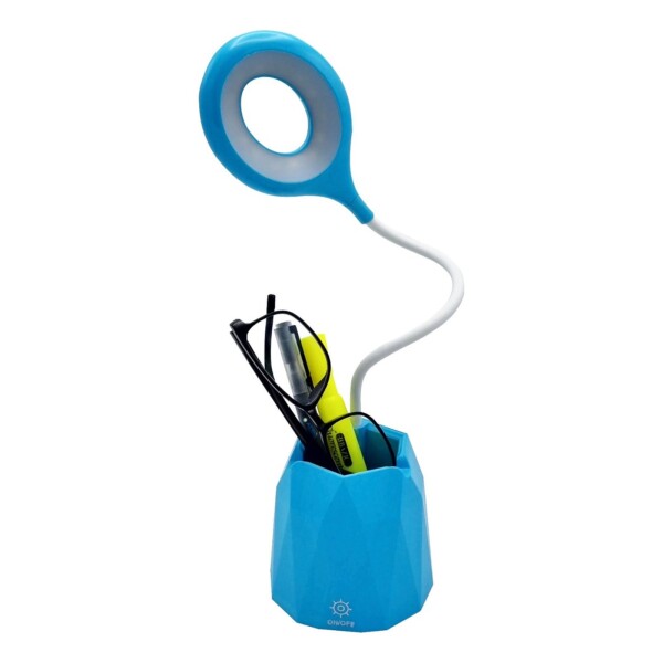 Lampara Tactil Flexible Con Base Porta Lapiz Recargable Led Color Variante Celeste