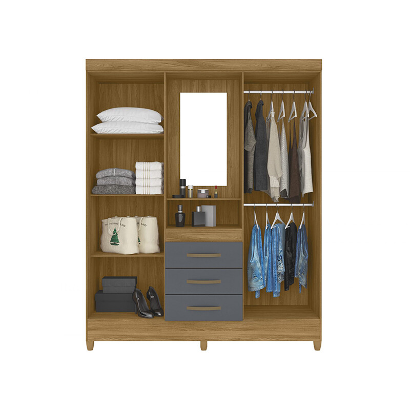 Ropero 4 Puertas y 3 Cajones Capri Freijo - Gris