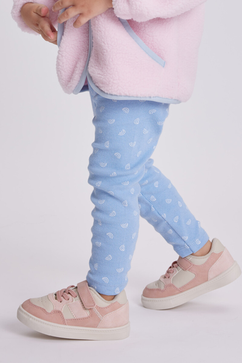 Calza rib estampada Celeste