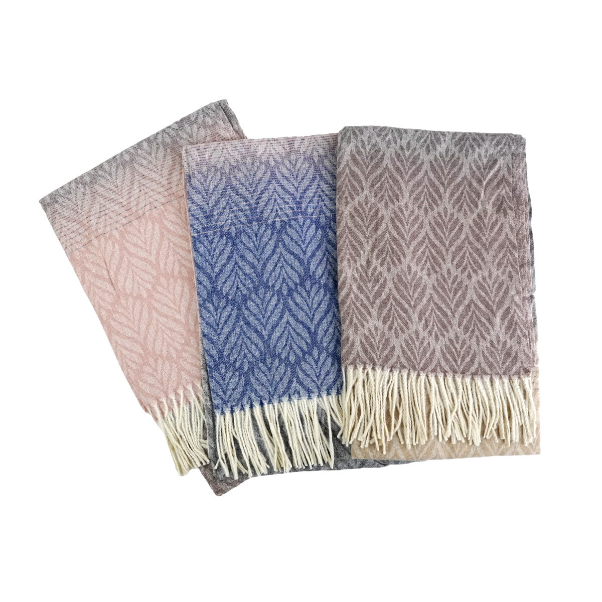 PASHMINA COMBINADA 190X60CM DISEÑO ESPIGAS C/FLECOS 6 COLORES 