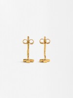 Pendientes Cruz Con Circonitas - Plata De Ley 925 dorado